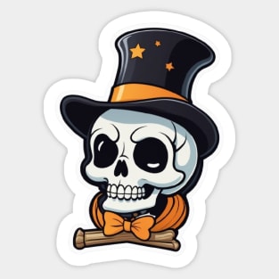 Cool Halloween Gentelman Skeleton with Hat and Bow-Tie Sticker